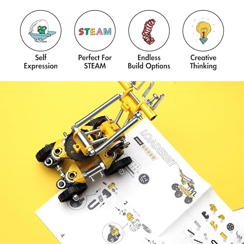 The Off Bits Build Your Own Excavator Toy, 150+ Pcs Vehicle Construction Toys, LoaderBit Educational Stem Building Toys, STEAM Gift for Kids, Engineering Kit for Kids 8 9 10 11 12 Years Old - style: LoaderBit