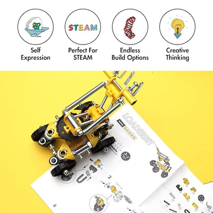 The Off Bits Build Your Own Excavator Toy, 150+ Pcs Vehicle Construction Toys, LoaderBit Educational Stem Building Toys, STEAM Gift for Kids, Engineering Kit for Kids 8 9 10 11 12 Years Old - style: LoaderBit