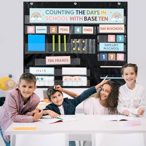 Yiaoyinnz Boho Back to School Counting The Days with Base Ten Place Value Teaching Materials Counting for Kids Toddler Learning Activities Classroom Bulletin Board Home Decor - style: Boho
