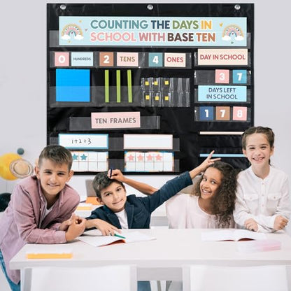 Yiaoyinnz Boho Back to School Counting The Days with Base Ten Place Value Teaching Materials Counting for Kids Toddler Learning Activities Classroom Bulletin Board Home Decor - style: Boho
