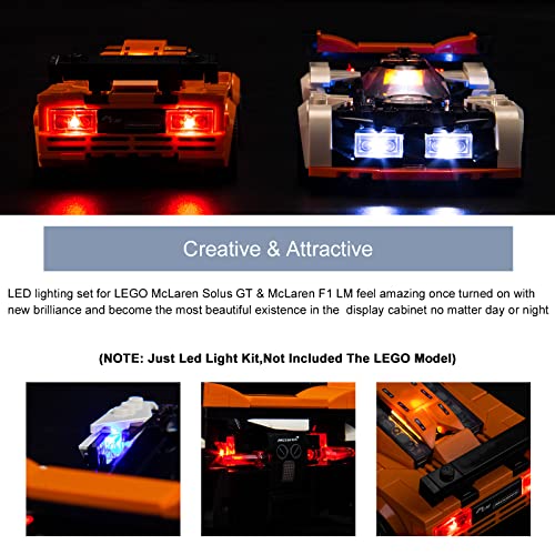 BrickBling LED Lighting Compatible with Lego Speed Champions McLaren Solus GT & McLaren F1 LM; New 2023 Light kit Compatible with Lego McLaren F1; Light up Your 76918-No Model - style: 76918 Light