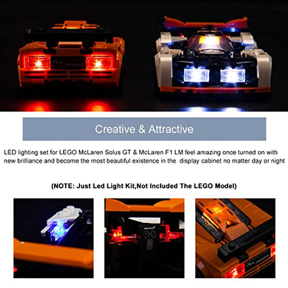 BrickBling LED Lighting Compatible with Lego Speed Champions McLaren Solus GT & McLaren F1 LM; New 2023 Light kit Compatible with Lego McLaren F1; Light up Your 76918-No Model - style: 76918 Light