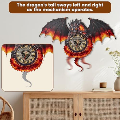 3D Wooden Puzzle Dragon Clock, Mechanical 3D Puzzle for Adults, Adult Crafts Model Clock Kit (with Pendulum), Fire Dragon Decor, Challenging Wooden Puzzles for Adults, Gifts for Women Men