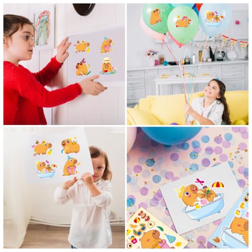 Capybara Make-a-Face Stickers 24 Sheets, Kids Party Crafts & Decor - color: Capybara