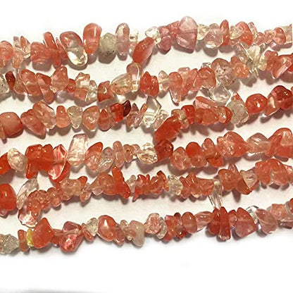7-8mm Natural Cherry Quartz Gemstone Chips Healing Gravel Bracelets Necklace Kit Irregular Tumble Stone Beads DIY Crafts Design Jewelry Making 32" - color: Cherry Quartz