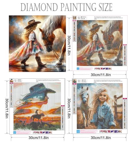 Axquilon 3 Pack Cowgirl Diamond Art Kits for Adults 12x12 inch - color: 3-Pack Cowgirl