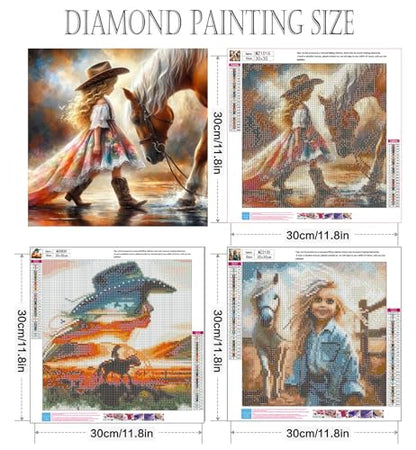 Axquilon 3 Pack Cowgirl Diamond Art Kits for Adults 12x12 inch - color: 3-Pack Cowgirl