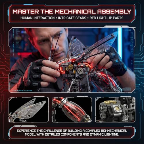 Mosquito Building Block – Hand-Crank Moving Wings & Abdomen Model Kit, STEM DIY Construction Set Great Birthday Idea for Teens & Adults - color: Black