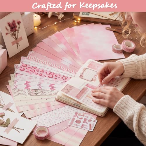 Pink Scrapbook Paper Pack, 60 Sheets, 14 x 21 cm - color: Romantic