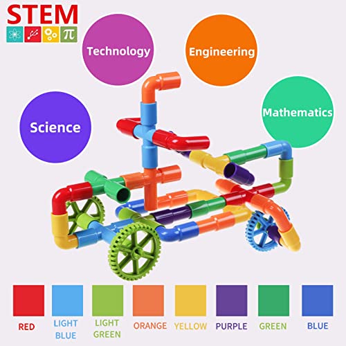 burgkidz STEM Tube Building Set: 188 Pcs Build Cars w/Wheels & Tub - color: Multicolored