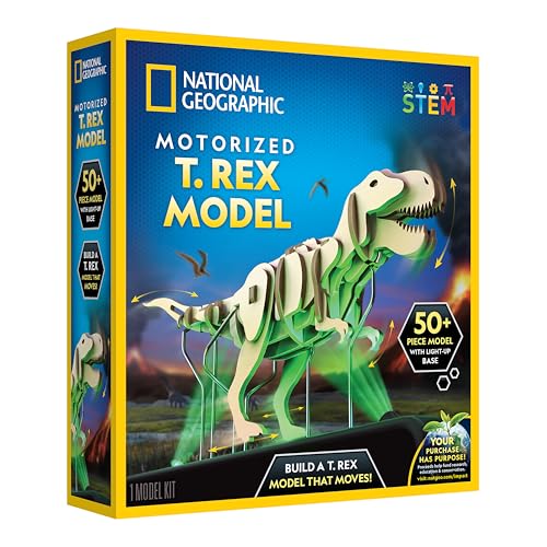 National Geographic Motorized T. Rex 3D Wood Puzzle Dinosaur Kit for Kids - style: Motorized T. Rex Model
