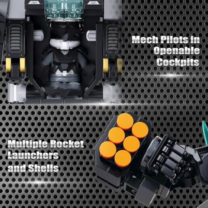 HIGH GODO Armed Mech Robot Transforming Building Blocks Set for Adults,City Warrior Justice Hero Soldier Mech Model Building Kit, Cool Creative Robots Toys Gift for Teens, 545 Pieces - style: Armed Mech