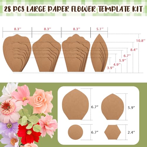 Marspark 142 Pcs Crepe Paper Flower DIY Set Template Wire, Pink and Brown - color: Pink and Brown