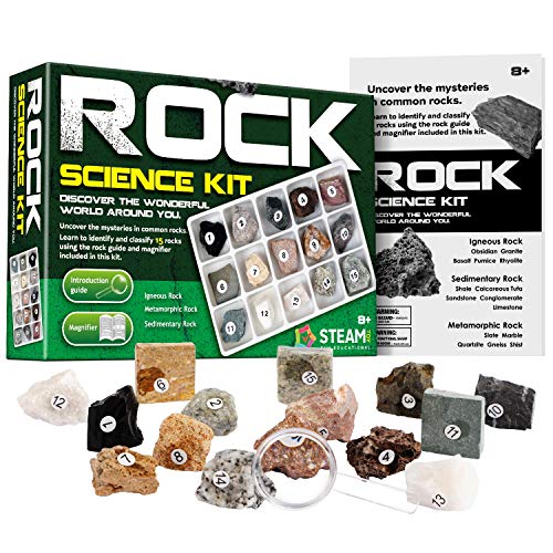 Piano Potato Rock and Mineral Kit 15 PCS with Box, STEM Geology for Kids - style: Rock Kit