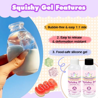 Taba Squishy Making Kit Clear Gel Flex Rubber Crystal Liquid Silicone 6.8oz Pack - color: Clear Gel Pack 6.8oz