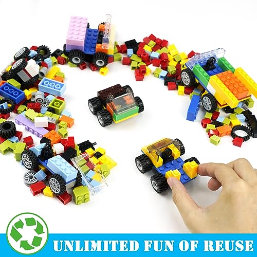 Pamvava Classic Bricks Wheels and Axles Sets, Over 400pcs Car Parts and Pieces Tires, Educational Building Kits Toys
