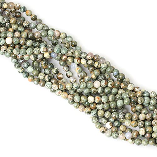 60PCS 6mm Natural Aust Rhyolite Stone Gemstone Round Loose Beads for Jewelry Making 1 Strand 15" - color: Aust Rhyolite A, size: 6mm