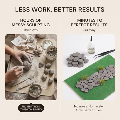 Mini Bricks, 300 pcs, 1:12 Scale Stone-Style Pavers for Dollhouse Walls & Patios, REDUCIO!