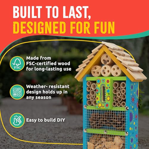 SparkJump Premium Bug Hotel Kit for Kids, Easy Wood Bug House Kits