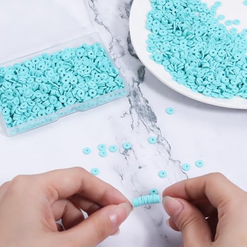 6mm Polymer Clay Beads for Bracelets Making 1000PCS - color: Light blue