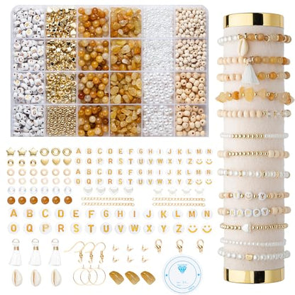 Xylise Jewelry Making Supplies Kit Natural Stone Beads for Irregular Natural Stone with for DIY Craft Bracelet Necklace Earrings for Adults (Topaz) - color: Topaz