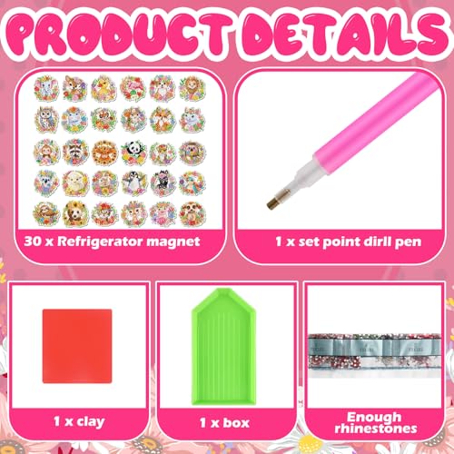Xuhal 30 Pcs Animal Diamond Painting Magnets Diamond Art Kits for Adults - color: Wreath