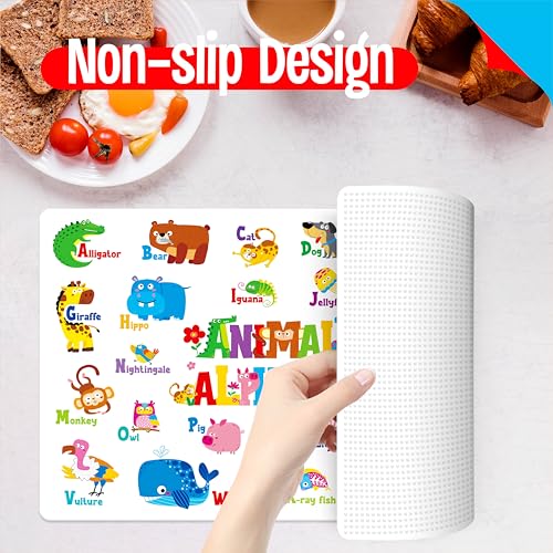 6 Pack Placemats for Kids, Non-Slip Washable, Reusable Animals, Alphabet, Dinosaur, Universe, Ocean Themed Educational Placemats for Home, Kindergarten, Classroom, Nursery - style: Style-C