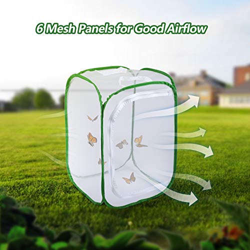 Butterfly Habitat Insect Cage, Full Mesh, 15.7 x 15.7 x 23.6 Inches - size: 15.7" x 15.7" x 23.6"
