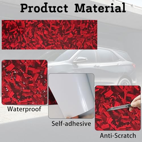 QianBao Compatible with 11.8" x 4" Chevy Bowtie Emblem Vinyl Wrap Kit - color: Forged Carbon Fiber Red 3