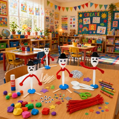 100 Pcs Fork Creativity Set-Arts & Crafts Supplies with Plastic Forks & Clay, Creative DIY Craft Kit to Enhance Hands-On Ability, Make Your Own Forky & Unique Crafts,Large Quantity Value Pack