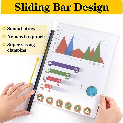 Report Covers with Sliding Bar, Clear Report Covers for Letter-Size Paper