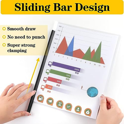 Report Covers with Sliding Bar, Clear Report Covers for Letter-Size Paper