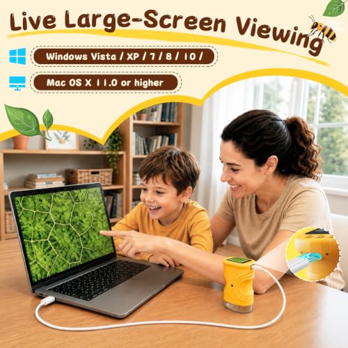 SEEKID Microscope for Kids 200-1000X, STEM Toy Science Kit for Kid(Yellow) - color: Yellow