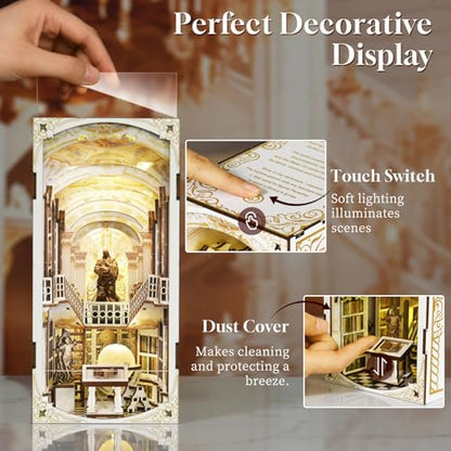 MiniCity Library of Gods DIY Book Nook Kit, Miniature House Puzzle with LED - color: Library of Gods