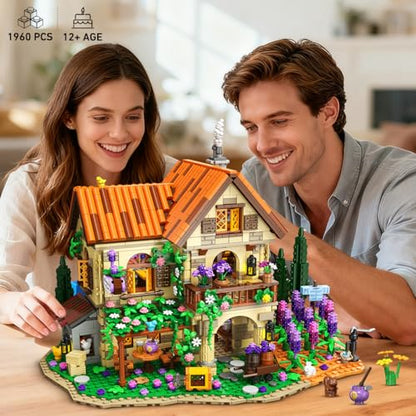 INSOON Lavender Cottage House Building Set with Lights for Adults Teens 12+