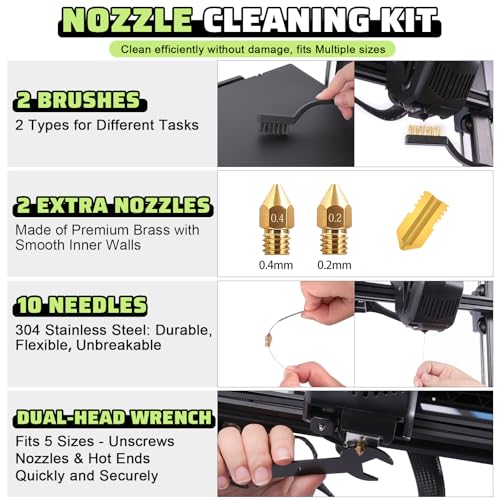 3D Printer Tools Kit, 34pcs 3D Printer Accessories for All FDM/SLA Printers Includes Nozzle Cleaning, Removal Scrapers, Finishing Tools, 5 Types of Files,Brushes, Wire Cutter, Engraving Knife - style: All-purpose Kit