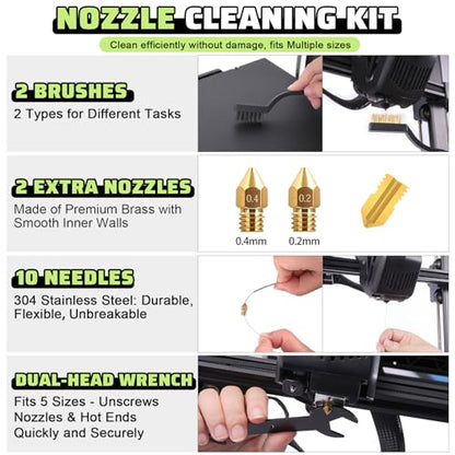 3D Printer Tools Kit, 34pcs 3D Printer Accessories for All FDM/SLA Printers Includes Nozzle Cleaning, Removal Scrapers, Finishing Tools, 5 Types of Files,Brushes, Wire Cutter, Engraving Knife - style: All-purpose Kit