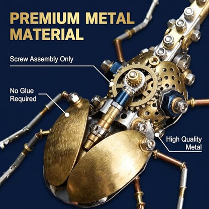 Steampunk Mechanical Rhinoceros Beetle Insect 3D Metal Puzzle Model Kits 160+ Parts 2-3 Hours Build Cool Desk Decor Christmas & Birthday Gift for Men Adults Father (Aristolochia) - style: Aristolochia