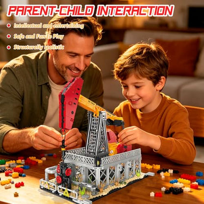 Oil Pumping Machine Building Set, 666 PCS Industrial Oil Extraction Brick Model with Moving Pumpjack, Display Model Kit for Adults and Kids Ages 6+ - style: Beam Pumping Unit