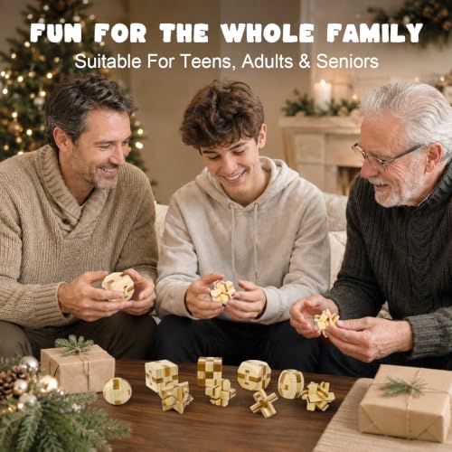 VolksRose 9pcs Wooden Brain Teaser Puzzles, IQ Challenge Puzzle Games, Logic Smart Mind Puzzle Box Lock Toy Removing Assembling 3D Small Puzzle Gift Set for Adults Teenagers Kids, 1.8inch 4.5cm - color: A-9pcs-4.5cm