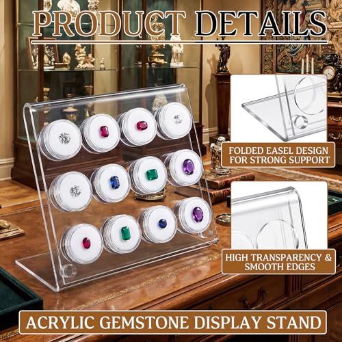 Yalikop Acrylic Gem Jar Display Stand for Gemstones, Stand with 12 Jars - style: Stand with 12 Jars