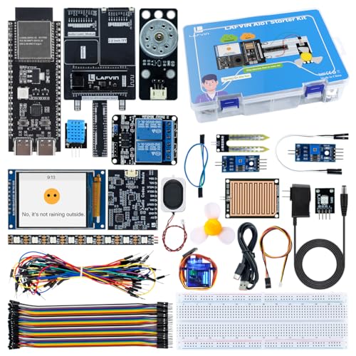 LAFVIN AIoT Starter Kit, ESP32-S3 AI Voice Control Electronics Starter Kit, DHT11 Temperature Humidity Sensor, Servo, Relay for Smart Home & IoT DIY Projects