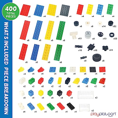 Play Platoon 400 Piece Wheels, Tires & Axles Set, Building Brick Compatible - color: Wheels, Tires & Axels - 400 Pieces