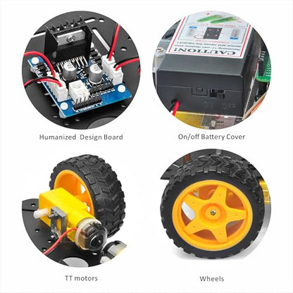 OSOYOO FlexiRover Building Kit for Arduino – Customizable Robot Car Chassis with 4 TT Motors and Wheels, Ideal for Robotics Development (Not Included Main Board for Arduino)