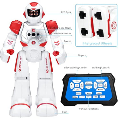 KingsDragon Robots Toy for Kids, RC Robot Gesture Sensing Smart Toy - color: Red