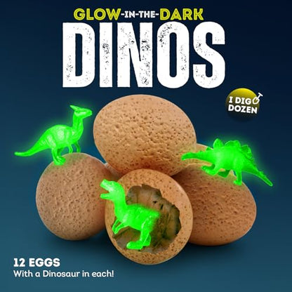 Dino Dig Kit, 12 Glow in The Dark Dinosaur Toys for Kids 6+ - color: Colorful Glowing Dinosaur