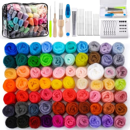 SOCNITC 70 Colors Needle Felting Kits Needle Felting Supplies with Tools - color: 70 Colors