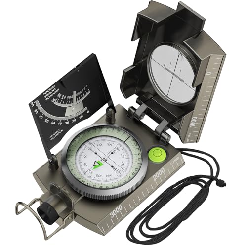 Proster Lensatic Sighting Compass IP65 Waterproof with Clinometer Bag - color: Green Bronze