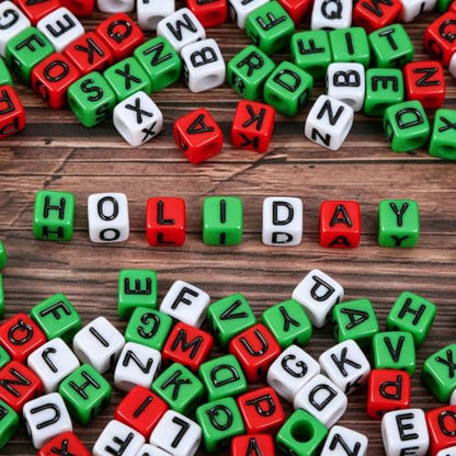 Augshy 1400 Pcs Christmas Letter Beads for Jewelry Making, Alphabet Bead - color: Red Green White