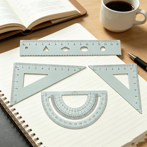 Multifunctional Geometric Ruler Set Protractor Triangle Straight Ruler Hand Measurement Drawing Tools with Storage Box for School Carpentry (Green-1pc) - color: Green-1pc